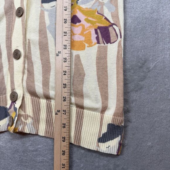 Anthropologie Sparrow Cardigan Women’s Small Cream Cotton Floral Striped Boho - Picture 8 of 10